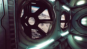 dark space ship futuristic interior