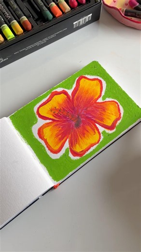 Easy Hibiscus Flower Drawing with Oil Pastels 🌺 #oilpastel #hibiscus #flowerdrawing #artshorts
