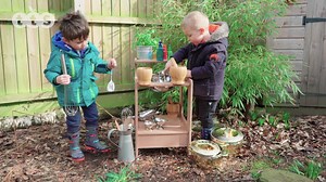 Children will love creating, mixing, and storing their magical concoctions and mud pies at this versatile outdoor kitchen. Get outdoors all year round with this small, wooden mud kitchen ideal for small, enclosed spaces. The top and base shelving allows for accessories and ingredients storage. The metal bowl is removable for easy cleaning. Versatile and light weight, this little kitchen can be moved about the setting for use in different areas. | TTS Resources | Facebook