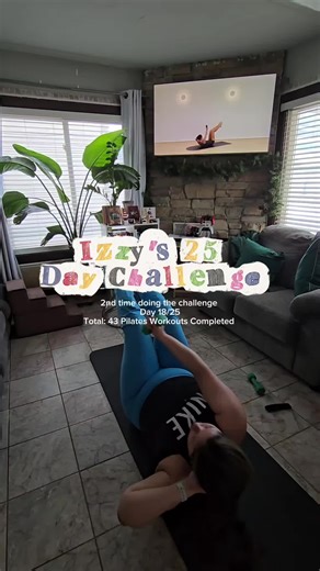 Izzy's 25 Days of Pilates Challenge 2nd time doing the challenge all over again, Day 18 of 25 I have completed 43 pilates workouts so far 🎉 Feeling stronger as the days go by is the best feeling ✨️ #pilatesbyizzy #izzys25daychallenge #newtopilates #pilates #plussizepilates