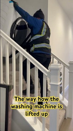 The correct way to lift washing machine up.