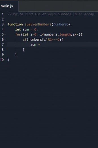 Find sum of even number in an array #js #arrays #coding #programming #javascript #evennumbers#sum
