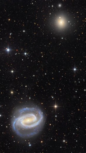 NGC 1300 & NGC 1297, Galaxies in The River, 69 Million Light Years Away, #shorts