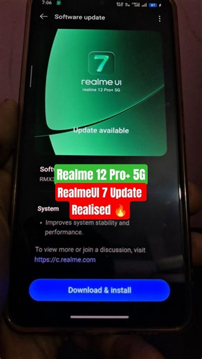 Realme 12 Pro Plus 5G RealmeUI 7 Update Realised 🔥#shortsfeed #realmeui7 #realme12proplus