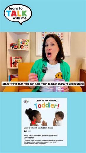 You want your toddler to say more words but not sure what to talk about? Here's the answer: Talk about waht your toddler loves OR what they're showing interest in in this moment. If your toddler loves vehicles, use that interest to capture their attention and layer language on top: “Look, the car is going fast!” “Vroom, vroom!” “Let’s drive it to the garage!” Here’s a sneak peek of my new Learn to Talk with Me, Toddler! on-demand course. 🎥 I’m going to be talking about this all month because I’