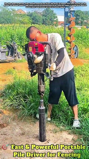 🎯 Fast & Powerful Portable Pile Driver for Fencing #works #skills #satisfying #machine #tools
