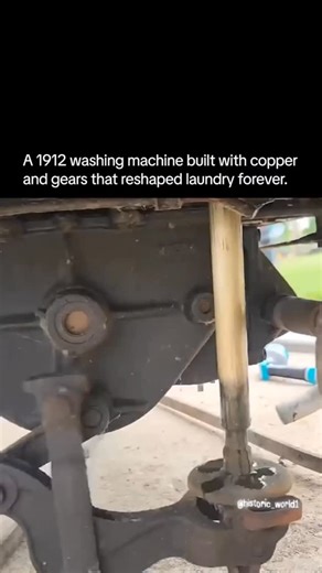 historic_world on Instagram: "This 1912 washing machine, built from copper, gears, and hand-cranked mechanics, represents one of the biggest turning points in household history. Before electricity and modern appliances, machines like this used intricate gear systems to agitate clothes, replacing hours of exhausting hand-washing with a smoother, faster process. Its copper drum, mechanical arms, and precise engineering made laundry a completely different task — transforming it from backbreaking la