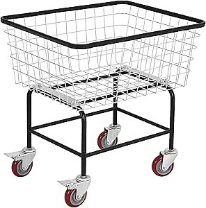 YITAHOME Wire Laundry Cart 2.5 Bushel, Rolling Laundry Basket with Wheels, Metal Commercial Wire Laundries Basket Cart with Galvanized Finish, Heavy Duty Large Steel Baskets for Clothes Storage