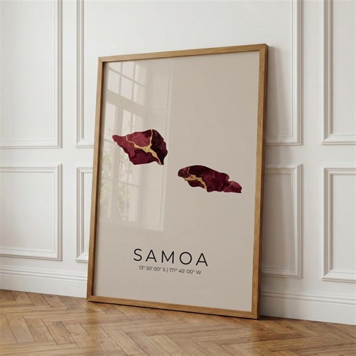 Samoa Map Poster | Apia Wall Art | Personalized Oceania Art Print | Home | Travel Gift | Digital - Etsy