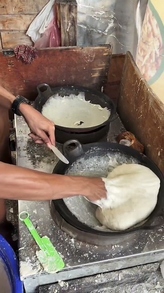 It’s not easy to finish a whole bucket of batter just to make 500 spring roll wrappers