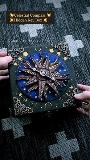 🌟☀️ Celestial Compass Hidden Key Box✨️ pretty much the only HKB I make that takes even myself an extra second to find the key because of the rotating layers 😅 | Lunar Art House