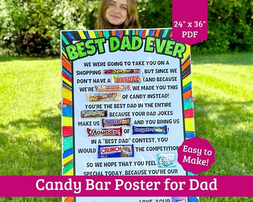 Candy Bar Poster for Dad - Father's Day Candy Poster - Printable Gift for Dad - Digital Download - Etsy