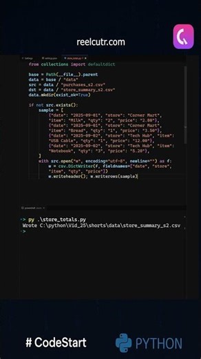 🏬 Store totals in one pass with DictReader