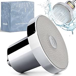 Feels Like Om Filtered Shower Head with Water Softener - High Pressure Shower Head Filter for Hard Water - Shower Filter removes Toxic Chemicals & Chlorine - Best Shower Filter for Hair & Skin