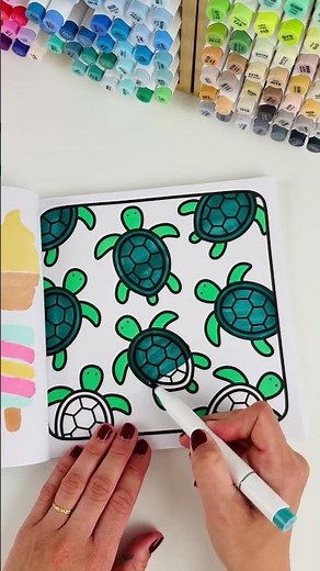 Turtles pattern coloring page for adults and kids