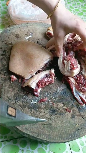 Expert Butcher Cutting Meat with Skin Using an Axe #shorts