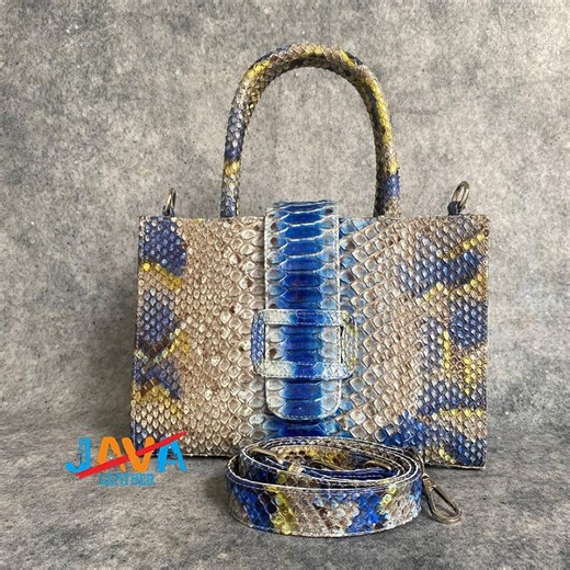 Blue Snakeskin Handbag Genuine Python Leather Top Handle Luxury Exotic Purse for Women - Etsy