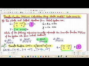 Transfer Function Calculation From State Model: Gate 2026 EC