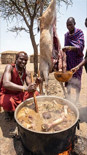 Maasai Survival: From Kill to Pot🔥 #triballife #short #shortsviral