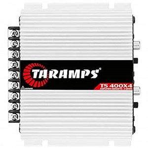 Taramps TS 400x4 2 Ohms White Multichannel Stereo Amplifier 400 Watts Rms, 4 Channels, Full Range, Car Audio Digital 2 Bridged Channel, Crossover High/Low Pass, with RCA and Automatic High Level Input