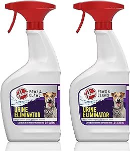 Hoover Paws & Claws Urine Eliminator Spray, 22 oz., 2 Pack, Fresh Scent, Pet Spot and Stain Remover for Carpet & Upholstery, Tackles Tough Pet Messes & Stains, Pair with Hoover Carpet or Spot Cleaner