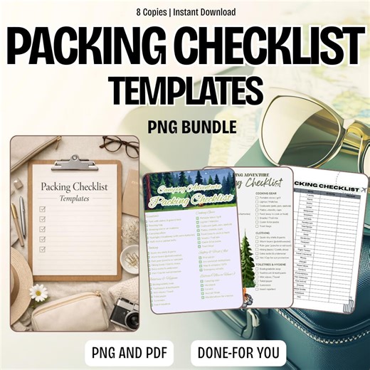Packing Checklist Template PDF PNG Travel Packing List & Luggage Organizer Vacation, Business Trip Planner Instant Download - Etsy