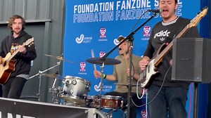 🎶 Frantics are LIVE in the Foundation Fan Zone Stage – Sponsored by Jorvik Radio! #YCFC 🔴🔵 | York City FC