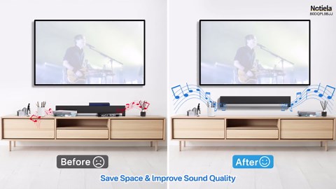 notiela Heavy-Duty Soundbar Wall Mount for Sonos Playbar Wall Mount Bracket for Space Saving - Durable Metal Mounting Bracket for Sonos Playbar Mount Under or Above TV Easy to Install