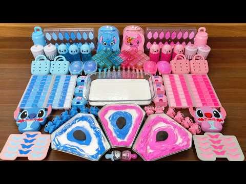 Slime mixing magic - Blue and pink Stitch glossy slime textures