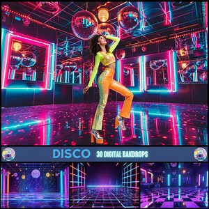 Retro Disco Backdrops, Neon Party Digital Backgrounds, 80s Dance Floor Photo Backdrops, Colorful Retro Photography Props Disco Ball BG - Etsy