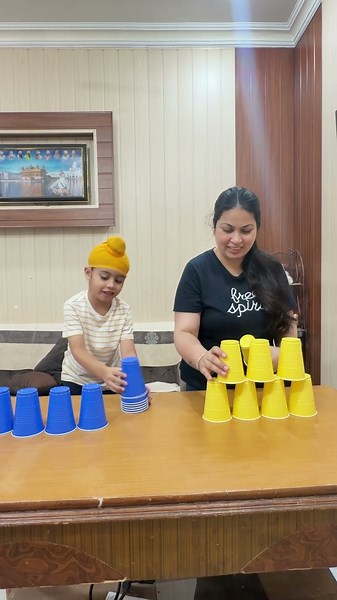 Who Can Build the Tower Faster? Ultimate Cup Stacking Game! #shorts #fun #ytshorts