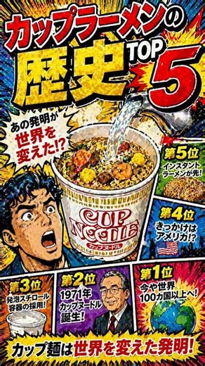 カップラーメンの歴史TOP5 #歴史 #プチ知識 #雑学 #一分でわかる #解説 #学び