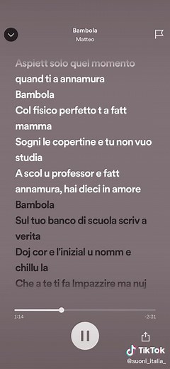 Testo della canzone Bambola - MATTEO