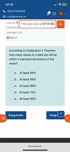 According to Chebyshev's Theorem, how many values in a data set... | Filo