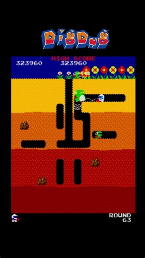 Dig Dug Round 63 - Classic Arcade Gameplay#shorts