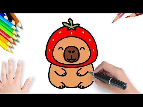 Como Desenhar Uma Capivara Com Touca de Morango | Muito Fofo e Fácil