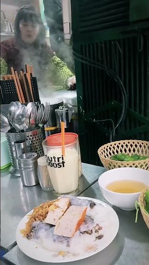 Eating Banh Cuon in Hanoi