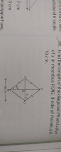 Find the length of the diagonal PR and the value of x in rhombu... | Filo
