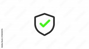 Security check Icon or Protection symbol. Check mark shield symbol. on white background. 4k Video