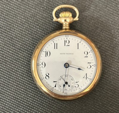 Seth Thomas Open Face Pocket Watch Model 8, 10Kt GF case | eBay