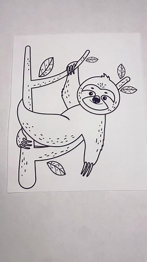 Sloth Coloring Page - Relaxing and Satisfying Drawing