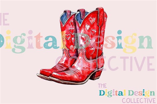 Red Cowboy Boot Clipart Watercolor Cowgirl Boots Clip Art Country Western Images Transparent PNG Clip Art Commercial Use Images - Etsy