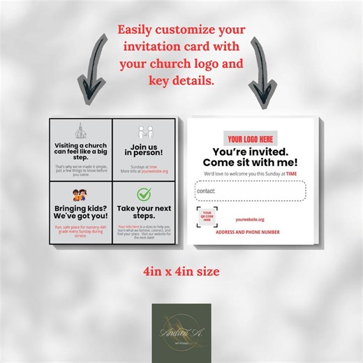 Modern Church Invitation Card | Customizable 4x4 Outreach (instant Download) - Etsy Canada