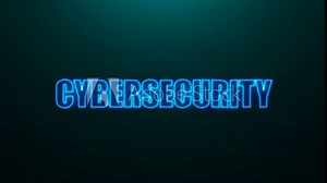 Letters of Cybersecurity text on background with top light, 3d rendering background, computer generating for business