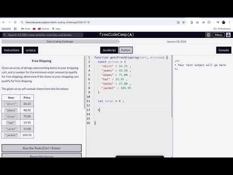 Solving a JavaScript Free Shipping Logic Problem (Beginner Friendly) - FreecodecampChallenge