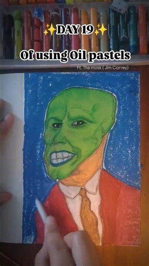 Day 19 using Oil Pastel #painting #pastelart #jimcarrey #sketch #shorts #shortsfeed #viral #trending