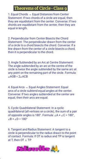 Class 9 Maths: Important Circle Theorems (NCERT)