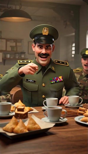 General's Tea Time ☕ #Military #Funny #Officer #Tea #Animation #3D #Humor #Army #Character #cartoon