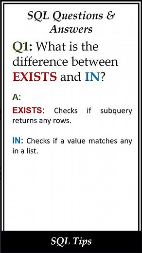 EXISTS vs IN in SQL | Key Differences #shorts #viralshorts #sqlforbeginners