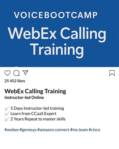 Learn To Deploy WebEx Calling IP Telephony - Join 5 Days Instructor-led course Learn more https://zurl.co/wumON | VoiceBootcamp - CCNA CCNP CCVP CCIE Voice CCIE Voice CCIE RS Vmware Cisco | Facebook